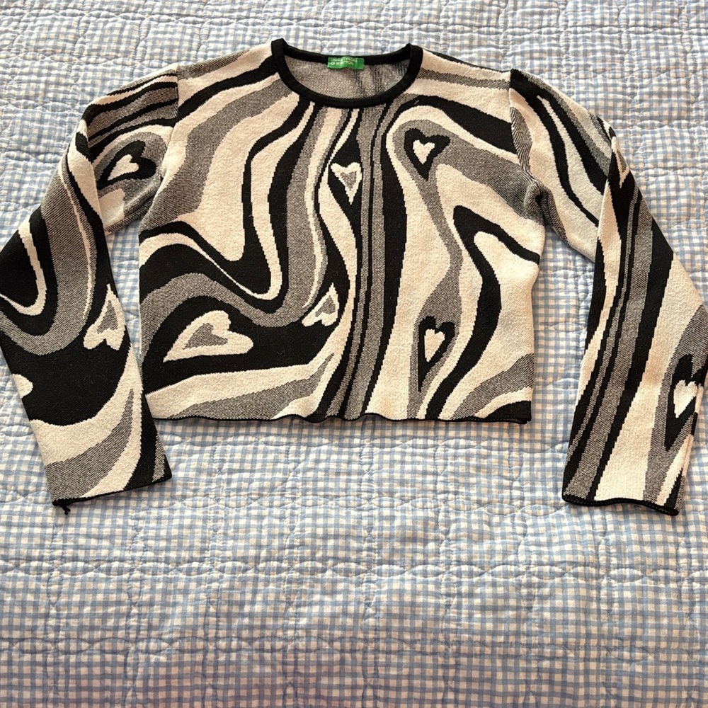 United Colors Of Benetton Monochrome Heart Sweater